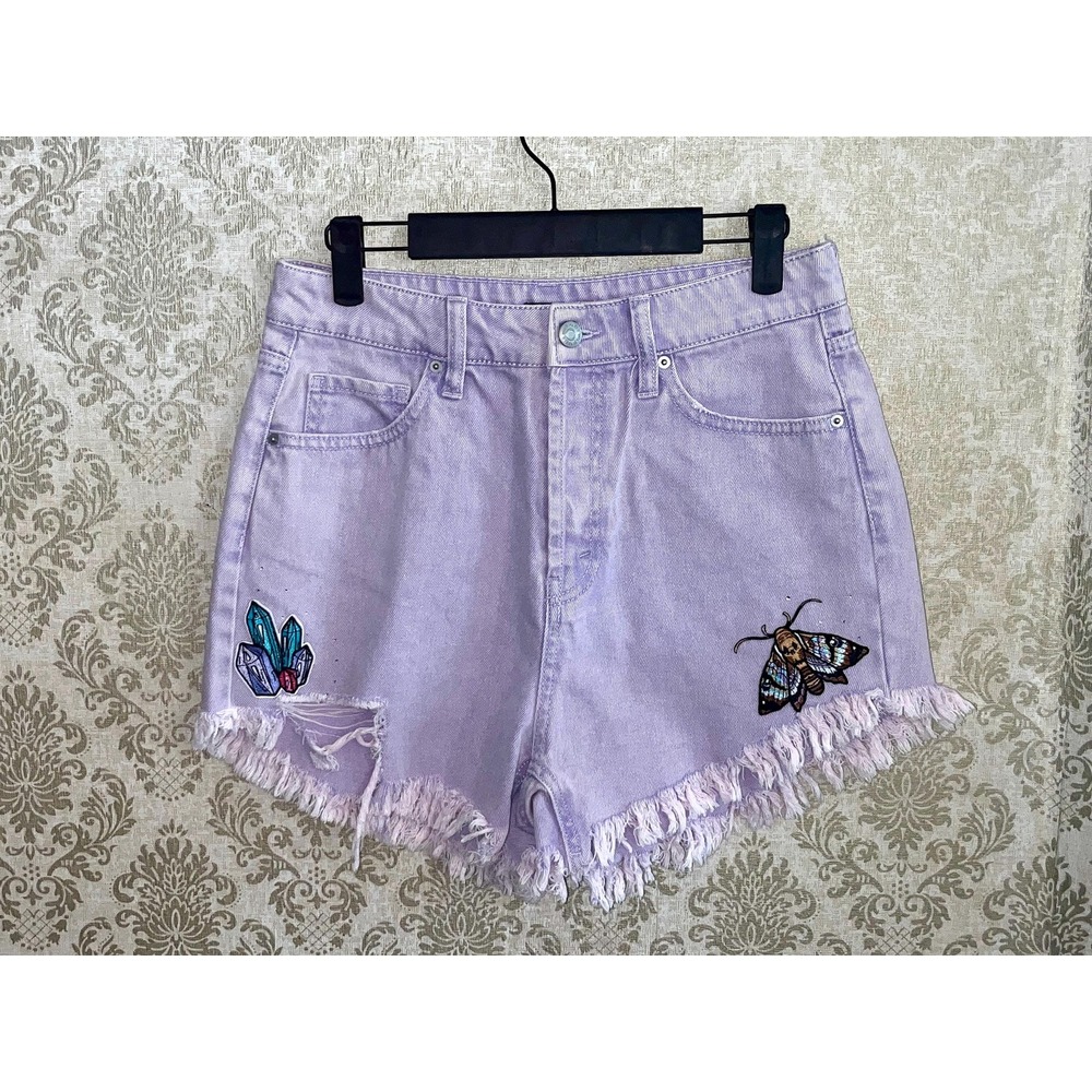 Wild Fable Purple Crystals Moth Women's Shorts Upcycled OOAK Sz. 6 Whimsigoth